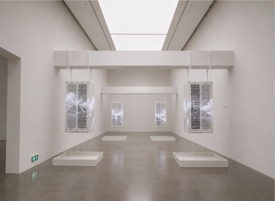 《悬挂式服务器》展览现场 / Suspended Servers, installation view